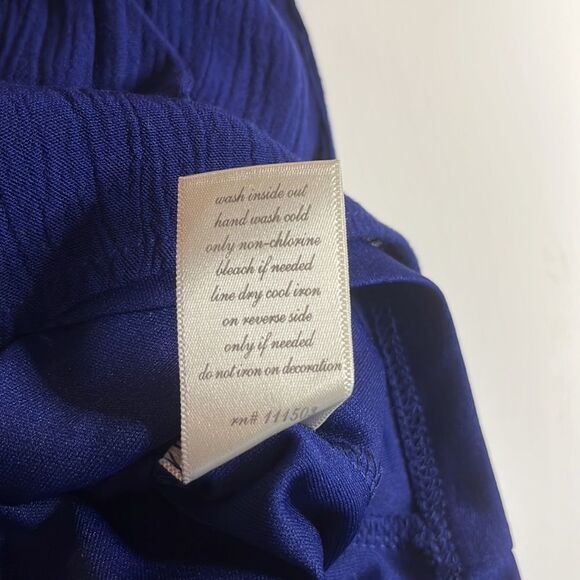 Blue Rain romper navy blue pink embroidery cape like top elastic waist size XS - Picture 10 of 14